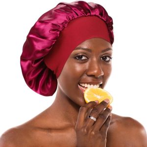 Wide Band Satin Cap Sleep Bonnet Soft Night Sleep Hat for Women